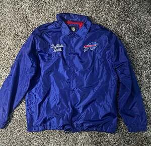 NFL Team Apparel Buffalo Bills Blue Coaches Jacket Windbreaker Size XL